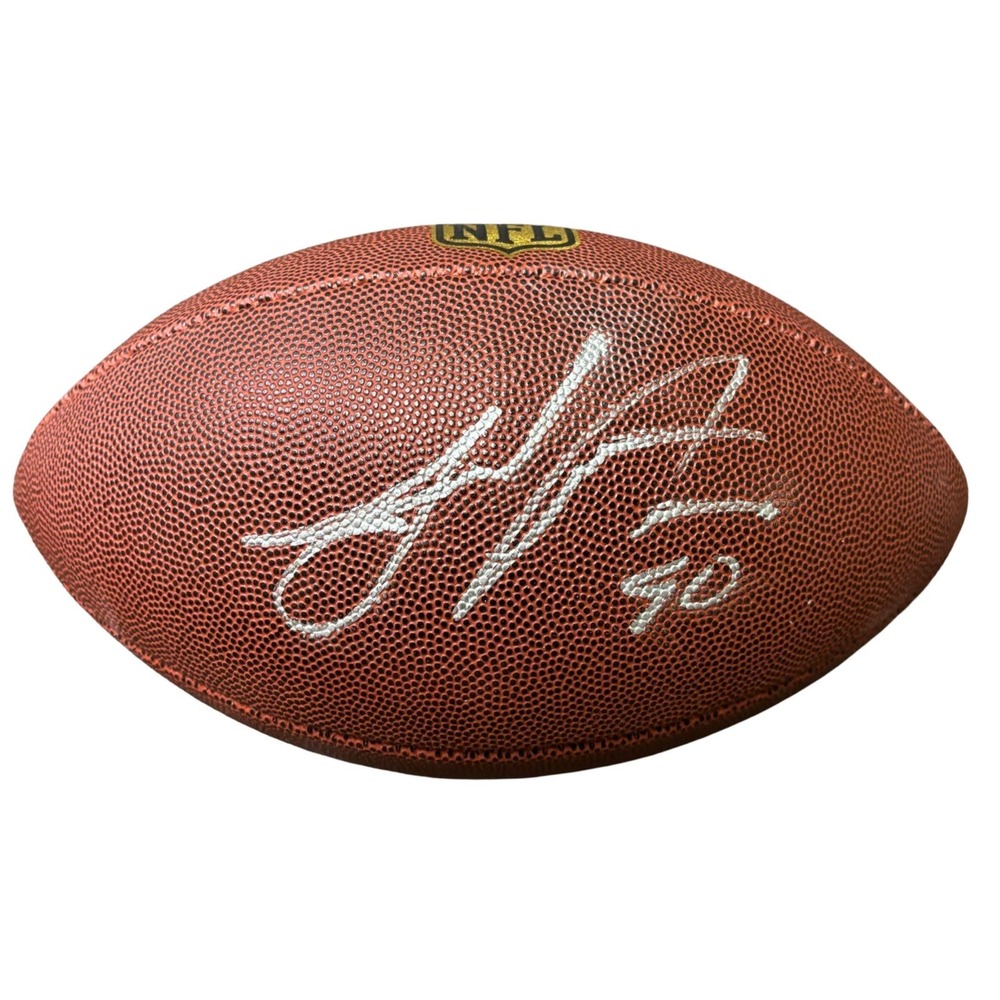 Julius Peppers Signed Wilson NFL Football PIA Certified NFL HOF (smudge)